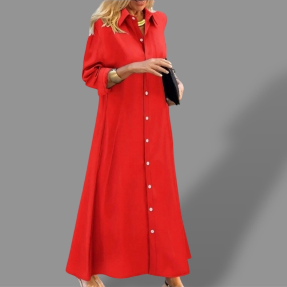 🛑BOGO FREE 🆕Chic Full Length Collared Shirt Dress